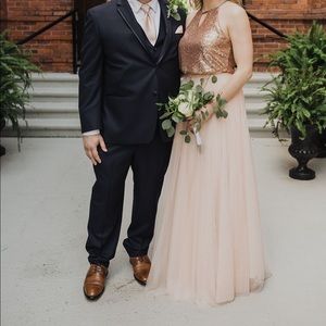 Rose Gold Prom, two piece maxi skirt, with top!